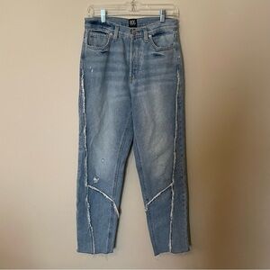 BDG Light Wash Exposed Seam High Rise Slim Straight Jeans